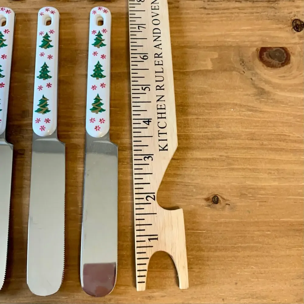 Oneida Colormates Knives Butter 12 Holiday Christmas Tree Northland Stainless